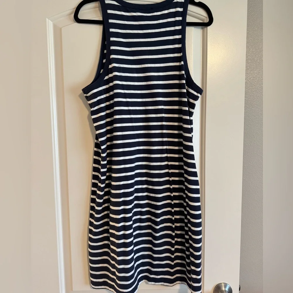 J. Crew Knit Cutaway Mini Dress in Navy/White Stripe - size L